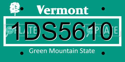 1DS5610 Vermont License Plate