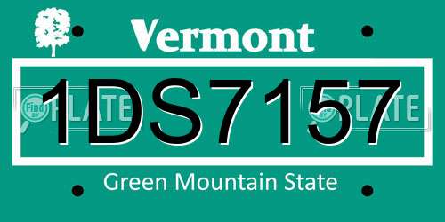 1DS7157 Vermont License Plate