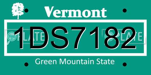1DS7182 Vermont License Plate