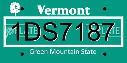 1DS7187 Vermont License Plate