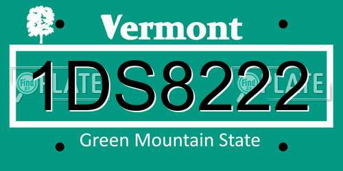 1DS8222 Vermont License Plate