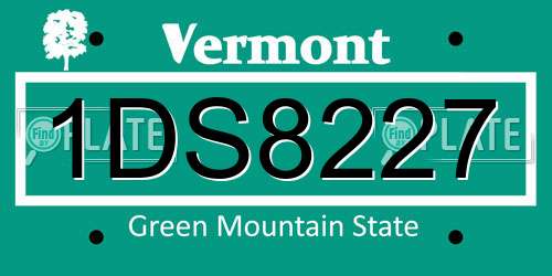 1DS8227 Vermont License Plate