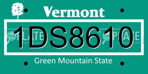 1DS8610 Vermont License Plate