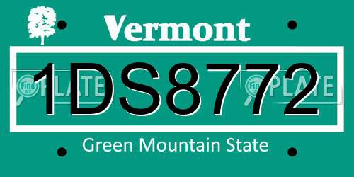 1DS8772 Vermont License Plate