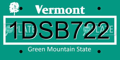 1DSB722 Vermont License Plate