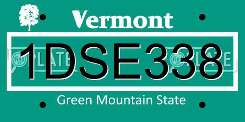 1DSE338 Vermont License Plate