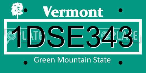1DSE343 Vermont License Plate
