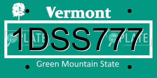 1DSS777 Vermont License Plate