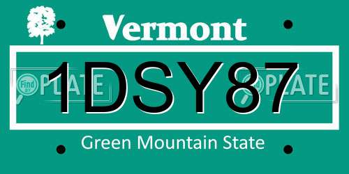 1DSY87 Vermont License Plate