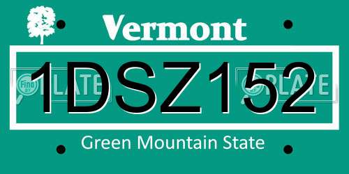 1DSZ152 Vermont License Plate
