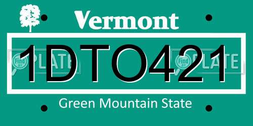1DTO421 Vermont License Plate
