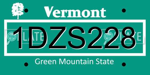 1DZS228 Vermont License Plate