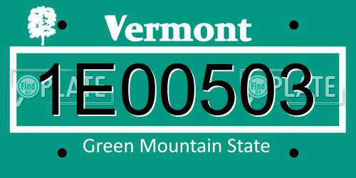 1E00503 Vermont License Plate