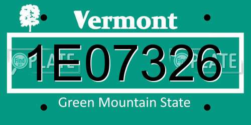 1E07326 Vermont License Plate