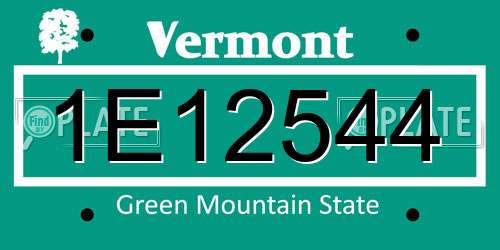 1E12544 Vermont License Plate