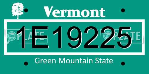 1E19225 Vermont License Plate