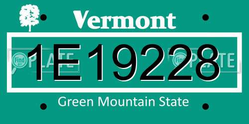 1E19228 Vermont License Plate