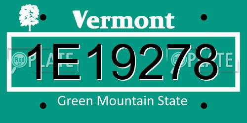 1E19278 Vermont License Plate
