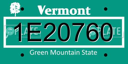 1E20760 Vermont License Plate