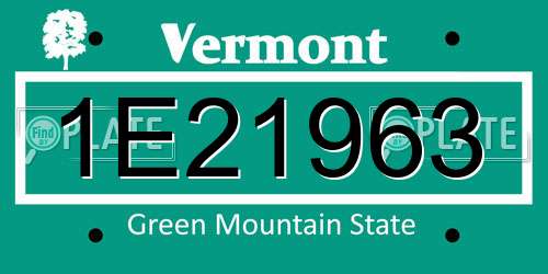 1E21963 Vermont License Plate