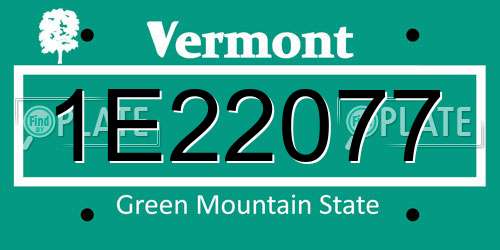 1E22077 Vermont License Plate