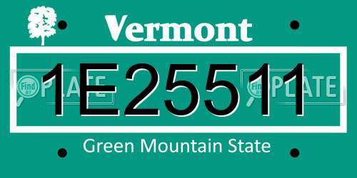 1E25511 Vermont License Plate