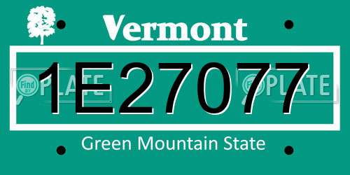 1E27077 Vermont License Plate