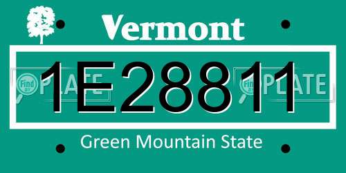 1E28811 Vermont License Plate