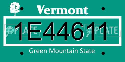 1E44611 Vermont License Plate