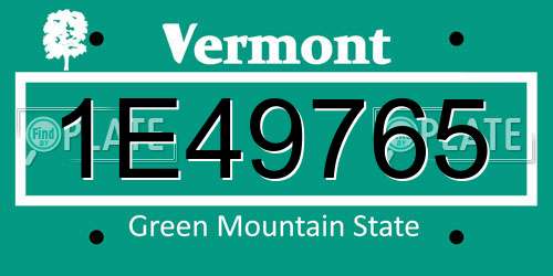 1E49765 Vermont License Plate