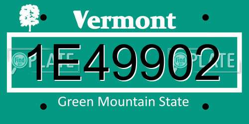 1E49902 Vermont License Plate