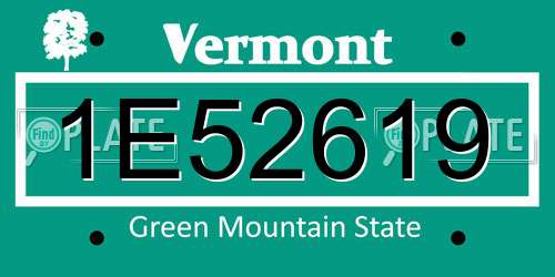 1E52619 Vermont License Plate