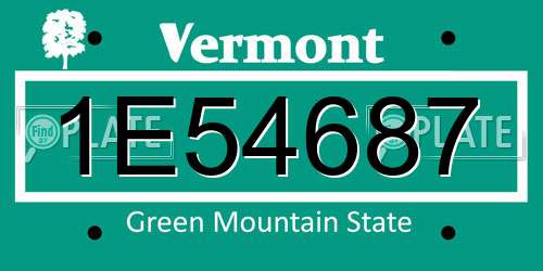 1E54687 Vermont License Plate