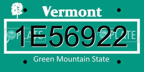 1E56922 Vermont License Plate