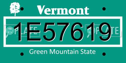 1E57619 Vermont License Plate