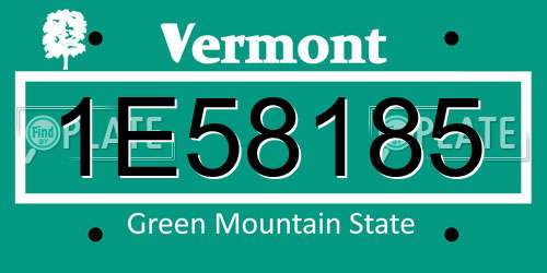 1E58185 Vermont License Plate
