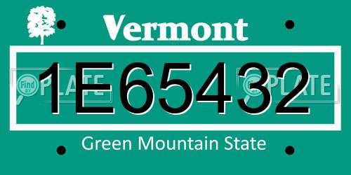 1E65432 Vermont License Plate