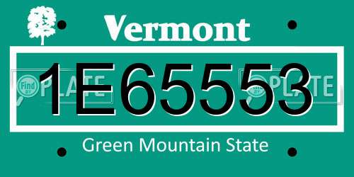 1E65553 Vermont License Plate