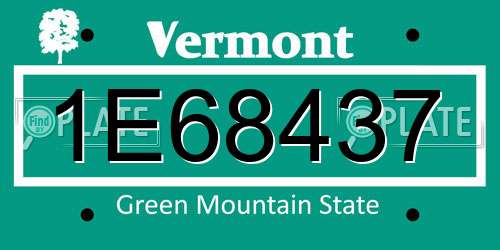 1E68437 Vermont License Plate