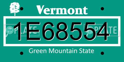 1E68554 Vermont License Plate