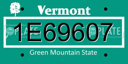 1E69607 Vermont License Plate
