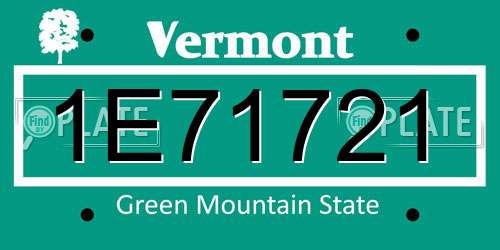 1E71721 Vermont License Plate