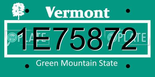 1E75872 Vermont License Plate