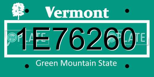 1E76260 Vermont License Plate