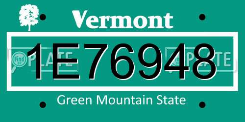 1E76948 Vermont License Plate