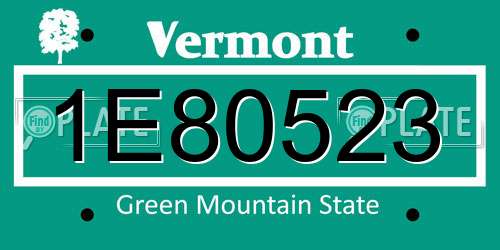 1E80523 Vermont License Plate