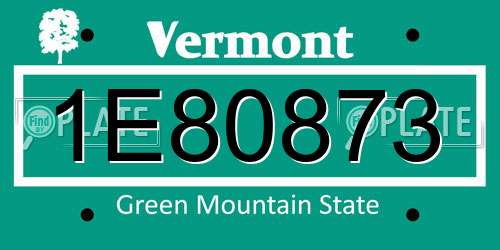 1E80873 Vermont License Plate