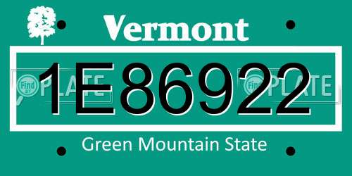 1E86922 Vermont License Plate