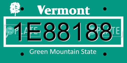 1E88188 Vermont License Plate
