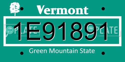 1E91891 Vermont License Plate